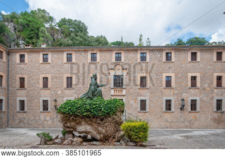 Lluc, Balearic Islands/spain; September 2020: The Interior Patio Of The Monastery Of Lluc. Bronze Eq