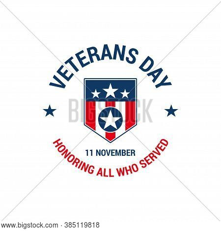 Happy Veteran's Day Logo For American Veteran. Vector Illustration