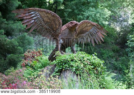 Meran, Italy - May 15,2016: Eagle Statue On The Woodland Sissi Walk In Meran Or Merano / Italy