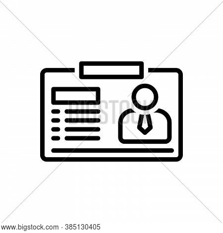 Black Line Icon For Profile Portrait Sketch User Person Admin Resume Document Id Application Summary