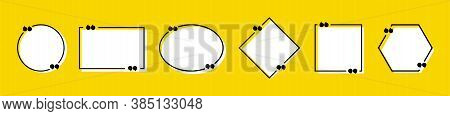 Set Of Quote In Black Frame With Quotation Marks And Yellow Background.