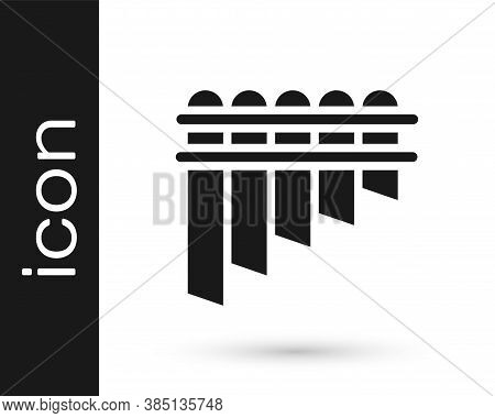 Black Pan Flute Icon Isolated On White Background. Traditional Peruvian Musical Instrument. Zampona.