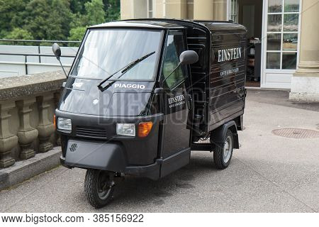 Bern, Switzerland - June 05, 2016: Piaggio Ape50 That Delivers Cafe Einstein Orders In Bern, Switzer