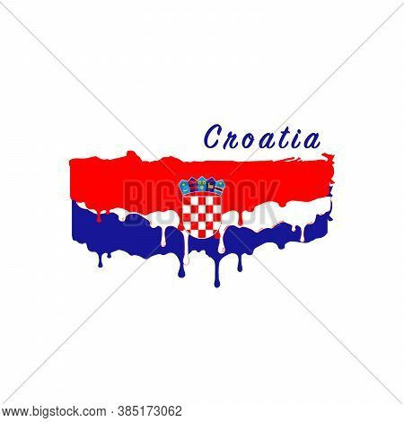 Painted Croatia Flag, Croatia Flag Paint Drips. Stock Vector Illustration Isolated On White Backgrou