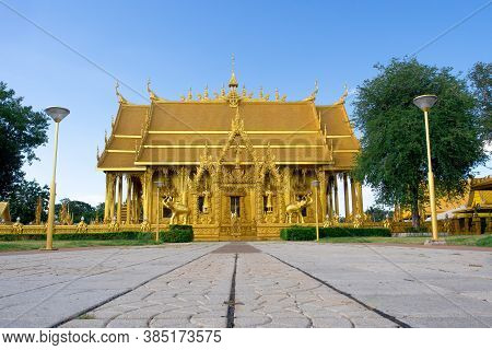 The  Beautiful Golden Church In Buddhist Temple In Thailand