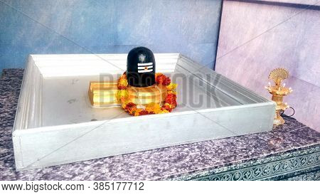 A Closeup Of Hindu God Shiva Linga,representation Of Lord,used For Offering Prayers