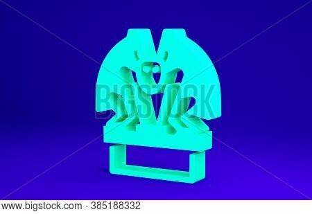 Green Gargoyle On Pedestal Icon Isolated On Blue Background. Minimalism Concept. 3d Illustration 3d 