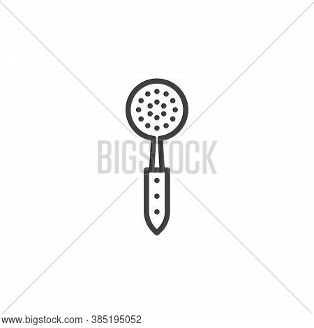 Strainer Spoon Line Icon. Linear Style Sign For Mobile Concept And Web Design. Spoon With Holes Outl