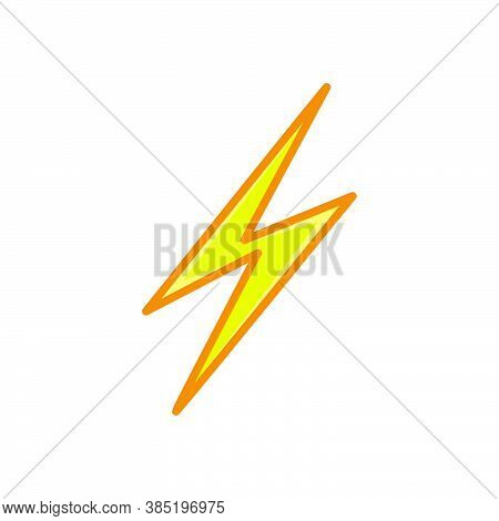 Lightning Bolt. Thunderbolt Line Style Yellow Color Flat Icon