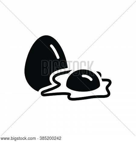 Black Solid Icon For Egg Egg-shell Omelet Protein Broken Raw Uncooked Unprepared Unripe Unfried