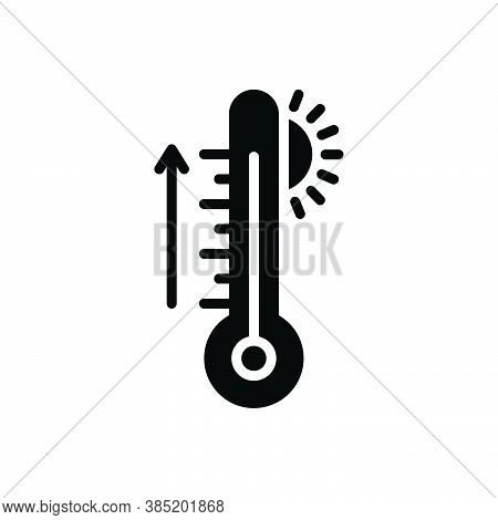 Black Solid Icon For Heat Caloric Temperature Weather Summer Thermometer Warm Measurement Mercury Eq