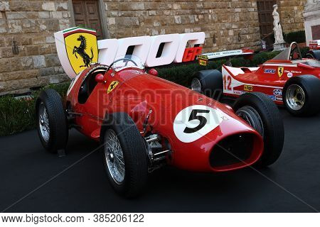 Florence, September 2020: Ferrari 500 F2 F1 Of Year 1952 On Display During The Ferrari 1000 Gp Show 