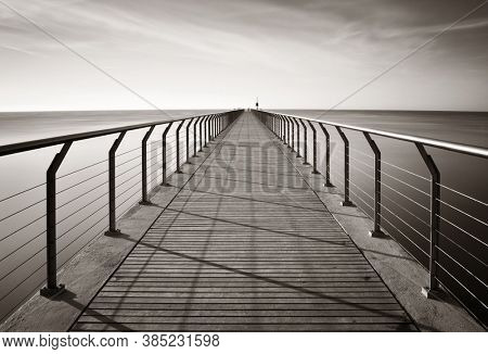Pont Del Petroli at sunrise in Barcelona in Spain