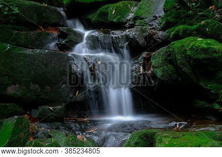 Saithip Waterfall Are Some Of The Attractions Of The Park. Beautiful Waterfall In Deep Forest Of Phu
