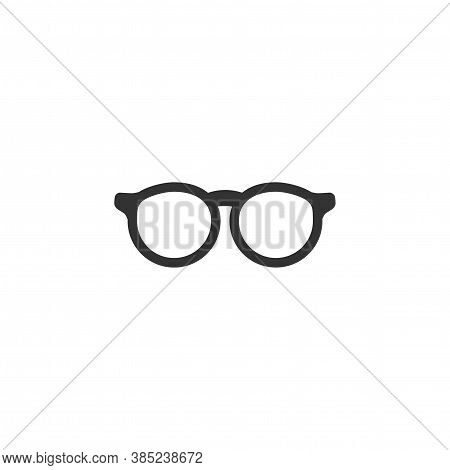 Black Flat Hipster Glasses Icon. Isolated On White. Eyeglasses With Bows.
