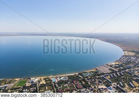 View From The Top Of The City Resort By The Salt Lake. Aerial View Of The City And The Lake Called Y