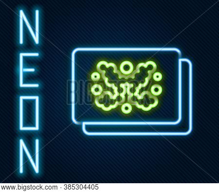 Glowing Neon Line Rorschach Test Icon Isolated On Black Background. Psycho Diagnostic Inkblot Test R