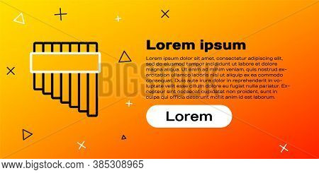 Line Pan Flute Icon Isolated On Yellow Background. Traditional Peruvian Musical Instrument. Zampona.