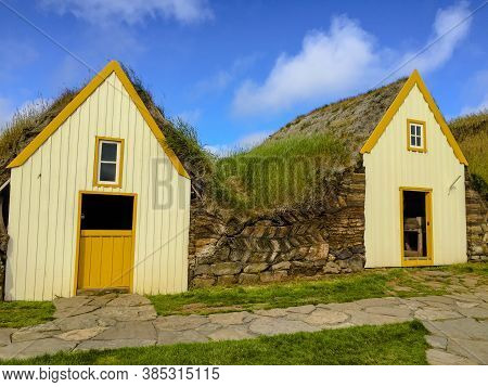 Detail Of The Outside View Of Peat Houses In Glaumbaer In Iceland