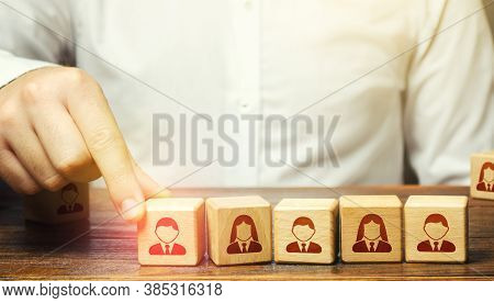 Head Of The Company Appoints The Team Leader. Promotion At Work, Career Advancement. Talented Employ