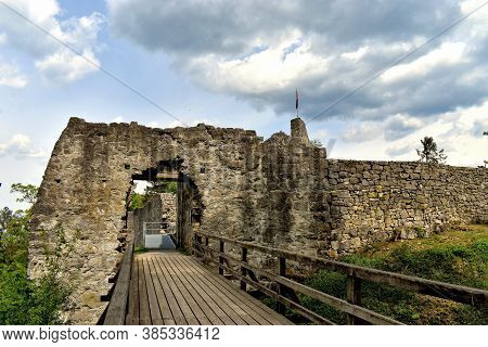 An Old Historic Ruin In A Forest In Liechtenstein 24.4.2020