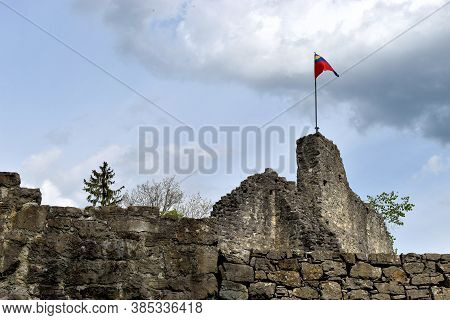 An Old Historic Ruin In A Forest In Liechtenstein 24.4.2020