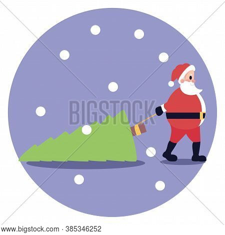 Isolated Santa Clauss Tree Christmas Time Season Icon- Vector