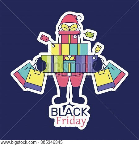 Isolated Santa Clauss Gifts Black Friday Figure- Vector