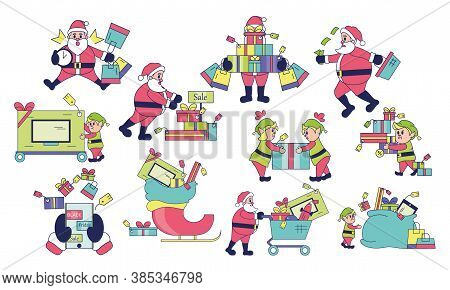 Isolated Set Group Of Santa Clauss Shop Black Friday Icon - Vector