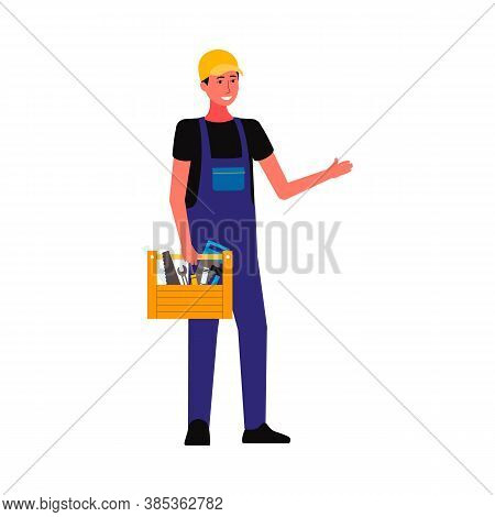 Repairman Or Construction Worker Flat Vector Illustration Isolated.