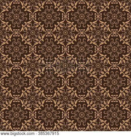 Vintage Flower Pattern On Jepara Batik With Smooth Dark Brown Color Design.