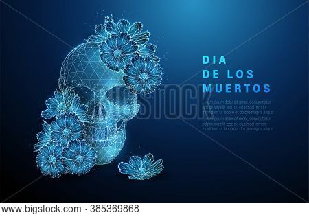 Scull With Flowers. Dia De Los Muertos Concept.