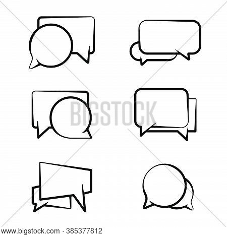 Chat Bubble Linar Vector Set. Conversation Icons For Illustration Or Comics
