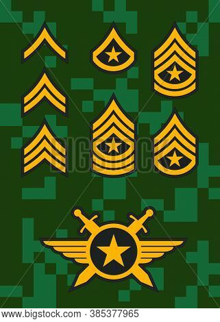 Decorative Army Chevron. Stickers Or Printing. Various Titles, Souvenirs.