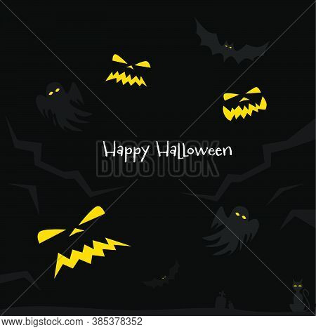 Vector Flat Illustration Happy Halloween. Background, Postcard.