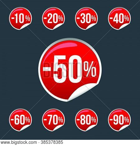 Vector Set Of Labels For Sale In Online Store, Social Network