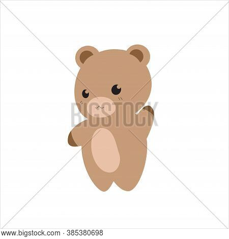 Cute Vector Teddy Bear On An Isolated White Background. A Kawaii Style Cartoon Character. Sweet Zoo 