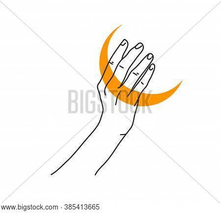 Hand Drawn Vector Abstract Stock Flat Graphic Illustration With Logo Elements , Woman Fashion Magic 