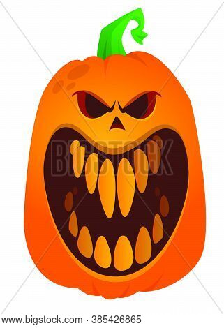 Cartoon Funny Jack-o-lantern Pumpkinhead Monster. Halloween Illustration