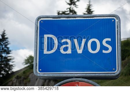 Davos, Switzerland - July 17, 2020: Davos Is A Ski Resort And Municipality In The Canton Of Graubund