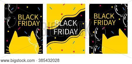 Black Friday. Set Of Abstract Website Templates, Products And Services, Super Discounts. Universal B