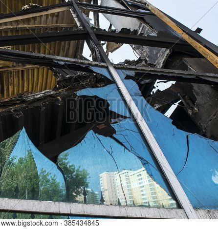 Windows Of The Building After The Huge Fire