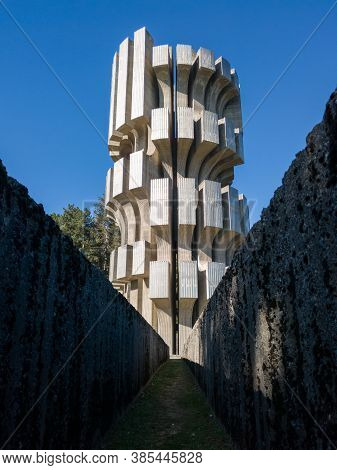 Monument To The Revolution (spomenik Slobode) In The National Park Kozara During Sunny Day