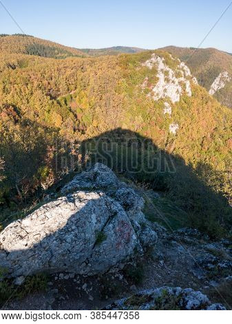 Scenic View From The Slope Of The Kozara Mountain Overgrown With Forest During A Sunny Day Against T