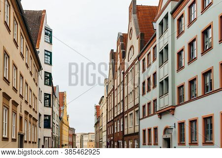 Traditional Houses With Gable In The Old Town Of Stralsund