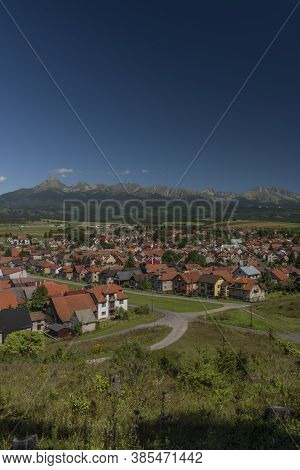 Vazec Village View With Vysoke Tatry Mountains In Sunny Summer Day