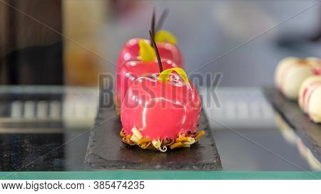 Glazed Pink Art Cake Served At Slate