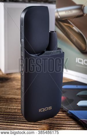 Katowice, Poland - February 26, 2020: Heating Tobacco System Iqos. Iqos Philip Morris Tobacco Produc