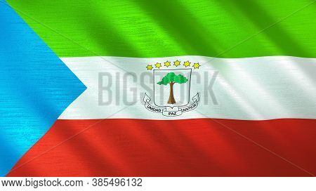The Waving Flag Of Equatorial Guinea. High Quality 3d Illustration. Perfect For News, Reportage, Eve