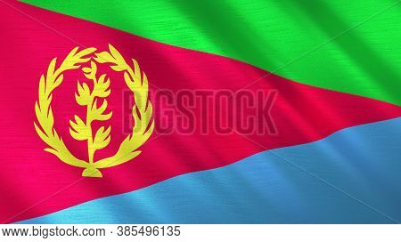 The Waving Flag Of Eritrea. High Quality 3d Illustration. Perfect For News, Reportage, Events.